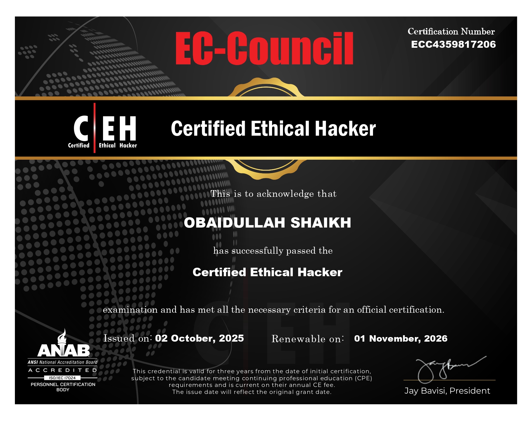 CEH Certificate